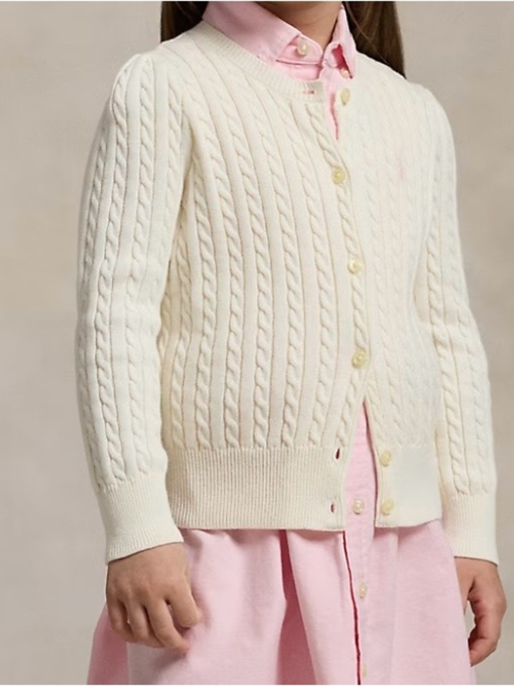 Polo Girls Cable Knit Cardigan